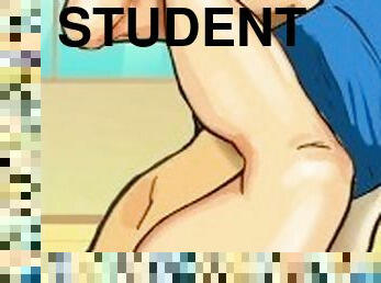 orgasme, student, amatør, stor-pikk, tenåring, creampie, cum, anime, hentai, pikk