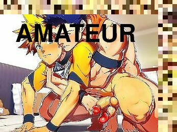 amateur, ejaculation-sur-le-corps, énorme-bite, gay, musclé, bite