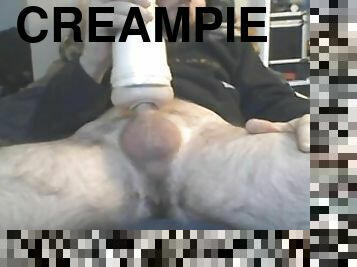 onani, pussy, amatør, leke, creampie, cum, alene, pikk