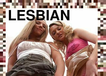 lesbienne, jouet, doigtage, blonde