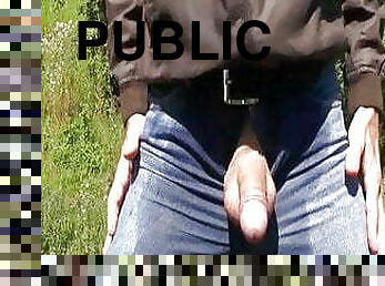 masturbation, en-plein-air, pisser, public, maigre, gay, famille, jeans