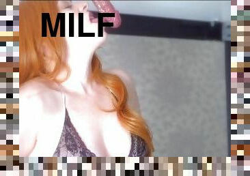Irish MILF Milks his Cock under the Milking Table until he cums on her Nightie!