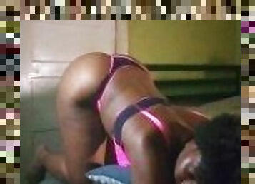 amateur, negra-ebony, casero, garganta-profunda, pareja, polla, chupando