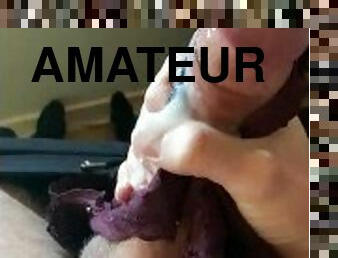 amatør, cumshot, stor-pikk, handjob, truser, cum, alene, pikk