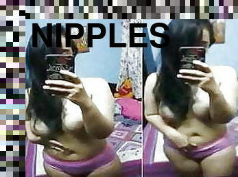 Sexy Desi Girl Record Her Boob Selfie Video...