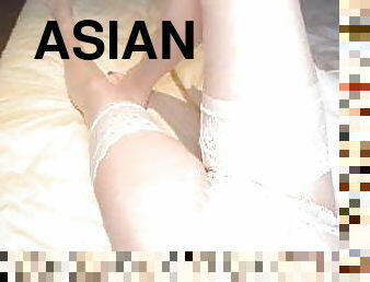 Cute Asian Love Doll Horny in White Lingerie