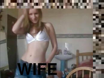 My sweet wife lisa strips in front of webcam
