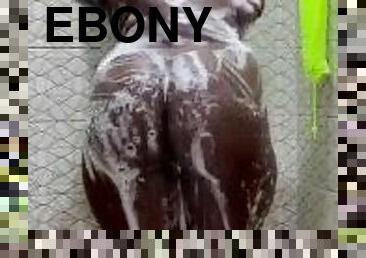 Hot EBONY SLUT Enjoy Showering(SHOWER SHOW)+Nasty Twerk Inthe Shower As DADDY watches & masturbate!