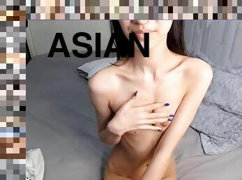 asiatique, masturbation, maigre, babes, ados, japonais, solo, brunette