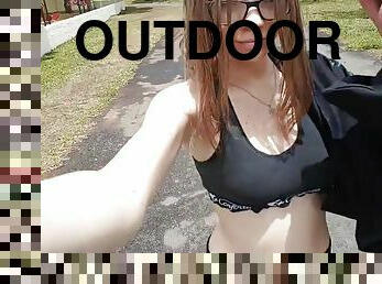 College Girl Flashing And Masturbating In A Park
