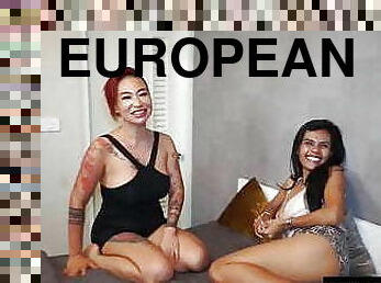 trío, tailandés, europeo, follando-fucking, euro