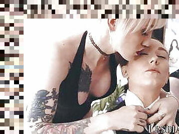 Lesbian fed cum by TS Lena Kelly after missionary pounding