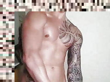 lean uncut tatted stud cums on his under ware