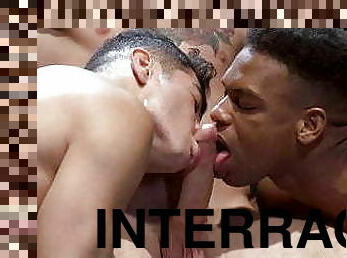 interracial, gay, trio, musclé