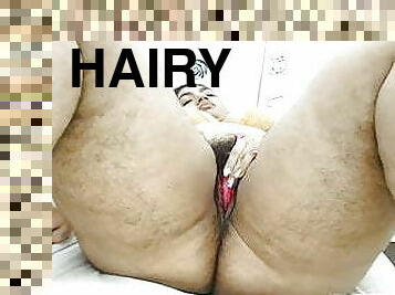 Hairy BBW Latina shows closeup on webcam