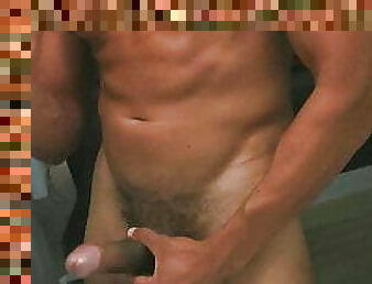 masturbation, amateur, énorme-bite, gay, branlette, black, musclé, bite