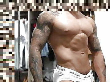 amateur, énorme-bite, gay, musclé, tatouage, taquinerie