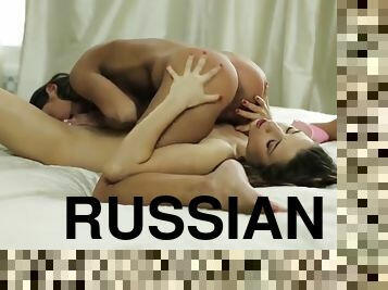 russe, lesbienne, ados, hardcore, rasé, brunette