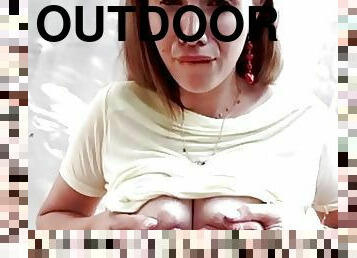 OUTDOOR BREAST MILK SPRAY!!! Lactation in Public! Sexy Preggo