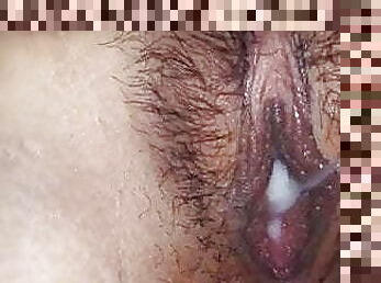 alat-kelamin-wanita, makcik, merangkap, hubungan-sex, ketat, closeup, kasar