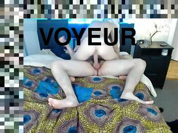 amateur, ejaculation-interne, cam, couple, voyeur, salope, blonde, petits-seins