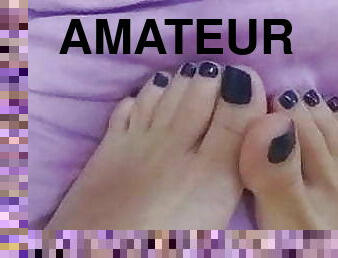 amateur, pieds, fétiche, branlette-avec-les-pieds