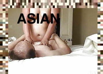 asiatique, gros-nichons, mamelons, femme, amateur, milf, maison, belle-femme-ronde, salope, chevauchement