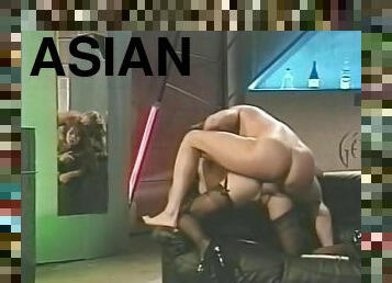 asiatisk, udløsning, kæmpestor-pik, pornostjerne, strømper