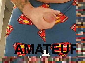 Uncut cub cum  in Superhero pjs. 