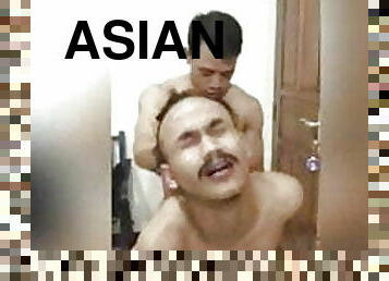 asian, tumbukan, dubur, menghisap-zakar, homoseksual