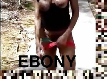 Ebony Public Nudity Sexy Young Teen Girl Walking Flash Pussy