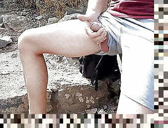 masturbación, monstruo, al-aire-libre, amateur, polla-enorme, gay, paja, cámara, voyeur, pajeándose