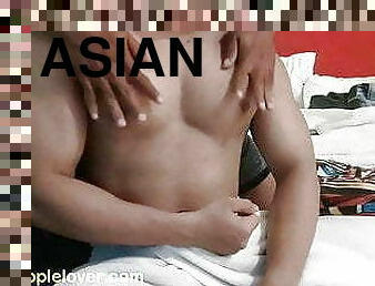 asiatique, masturbation, mamelons, gay, branlette, massage, ejaculation, musclé