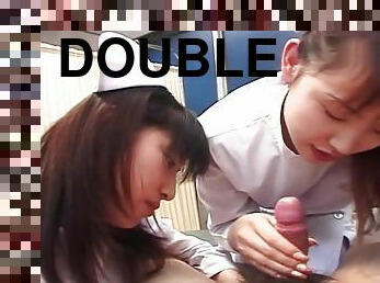 Double Asian nurses POV blowjob