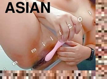 asiatique, orgasme, chatte-pussy, giclée, doigtage, sale, ejaculation, solo, philippine, humide