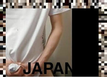 Japanese hentai guy wearing sexy nightwear nipple masturbation and his dick boner