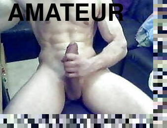 masturbation, amateur, énorme-bite, gay, branlette, secousses, ejaculation, musclé, minet