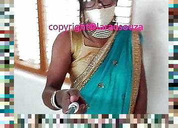 Indian sexy crossdresser Lara D&#039;Souza in saree 