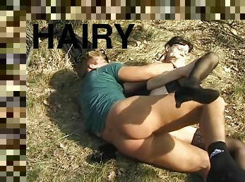 Her hairy forest is fucked in the wilderness