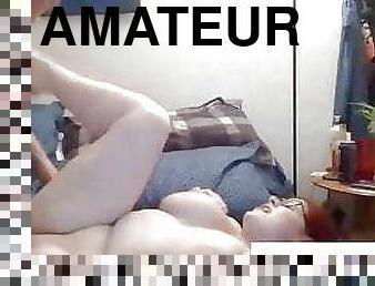 amateur, pelirroja, webcam, chupando