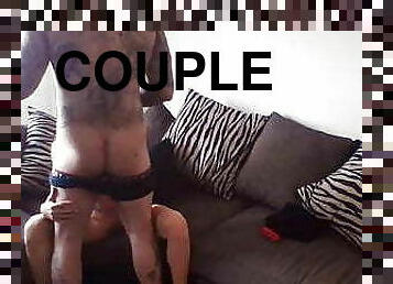 Tattooed hot couple has hardcore sex at home, hot