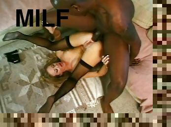 Slutty blonde MILF gets an anal fucking from a black guy