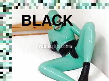 hitam, latex, boneka-cantik, karet