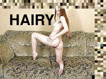 Latvian Hairy Donatella models her body before playing