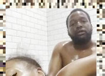 Ebony stepsis joins me in the shower