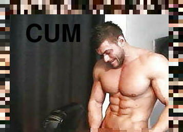 gay, ejaculation, musclé, cuir