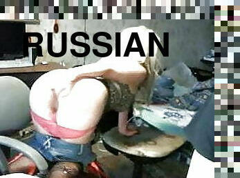 levrette, masturbation, russe, femme, webcam, belle