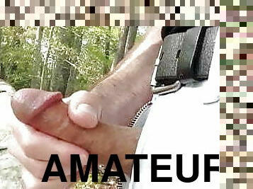 masturbation, orgasm, utomhus, publik, amatör, cumshot, gay, hemmagjord, juckande, sprut