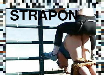Pegging on a barrier (strapon)