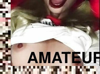 REAL LIFE Harley Quinn FUCKS herself with FAT dildo and CUMS